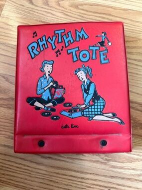Vintage Rhythm Tote record carrying case designed for holding 45 rpm singles.